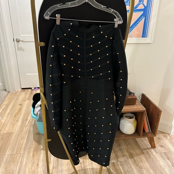 Emprada mio black studded mesh bandage dress in size 3XL - Picture 3 of 4